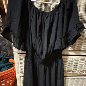 Elegant Black Ruffled Romper